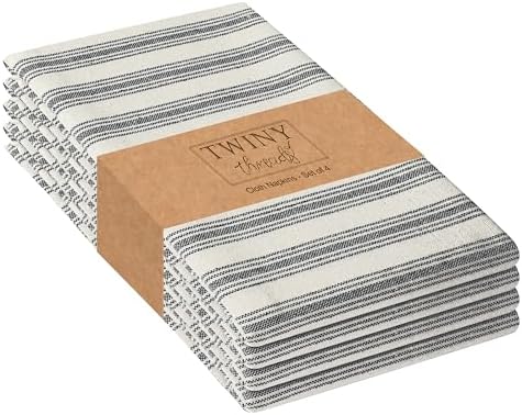 TWINY threads 4Pcs 100% Cotton Cloth Napkins, 18"x18", Reusable - Black by TWINYThreads