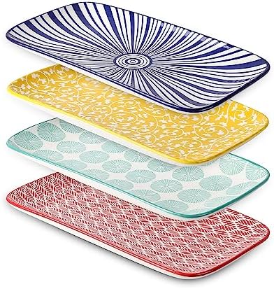 Selamica Ceramic 12 Inch Rectangular Serving Platters Set of 4 by Selamica
