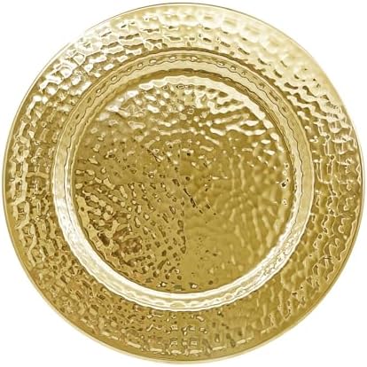 Brightalk 13-Inch Stainless Steel Hammered Charger Plates, Gold Dinner Plate Chargers Set of 6, Round Server Ware Charger Plate by Brightalk