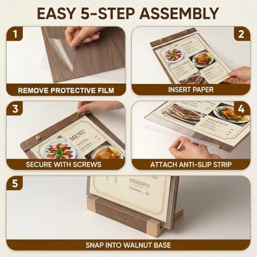 3 Pack 8.5 x 11 Wood Sign Holders with Slanted Base, Vertical Display - Image 5