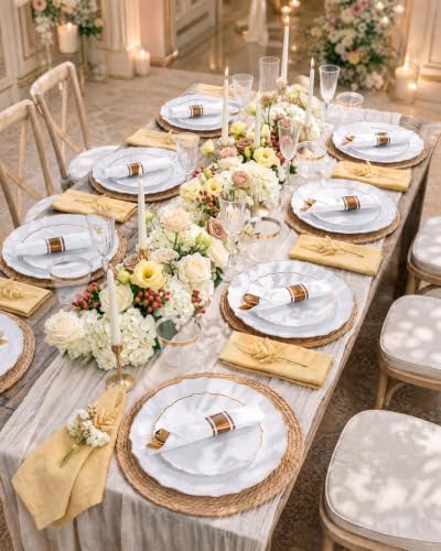 bUCLA 175PCS White and Gold Plastic Plates - 25 Guests for Party, Wedding - Image 7