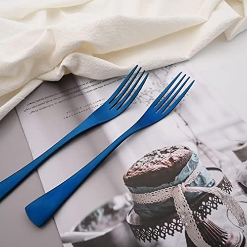 Luxury 18/10 Stainless Steel Matte Blue Cutlery Flatware Set - Utensil Set Steak Spoons and Forks Knife Silverware Set,Service for 4 (24-Piece) - Image 3