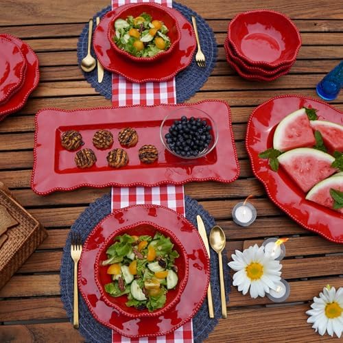 Certified International Perlette Red 9" Melamine Salad/Dessert Plates, Set of 4 - Image 7