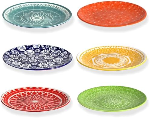 Annovero Dessert Plates, 7 Inch, Microwave & Dishwasher Safe, Set of 6 by Annovero