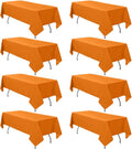 8 Pack Orange Tablecloth 60 x 126 Inch Rectangular Table Cloth for 8 Foot Rectangle Tables, Wrinkle Resistant Washable Rectangle Fabric Table Covers for Wedding Party Banquet Buffet and Camping