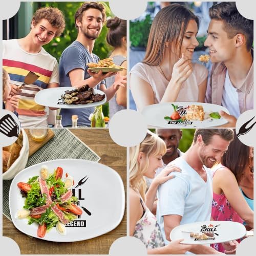 R HORSE Melamine Grill Platter Gift, BBQ White Oval Serving Tray Plate - Image 2