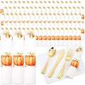 Supernal 60Pack Pre Rolled Gold Plastic Silverware Set for Thanksgiving by supernal