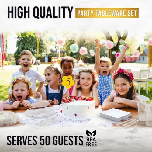 Exquisite 350 Pcs Clear Plates and Napkins Party Supplies Plate Sets - Image 5