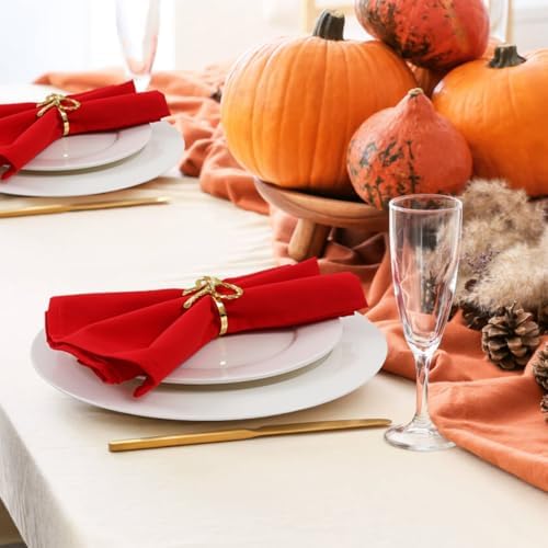 KOFFTA Orange Cloth Napkins Set of 8,18 x 18 inch,Made of 100% Microfiber, Fall Decorations for Table,Thanksgiving Cloth Napkins for Dinner,Washable Soft Comfortable and Reusable (Orange) - Image 5