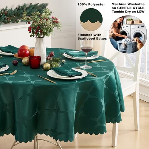 Newbridge Christmas Ribbons and Bows Evergreen 70" Round Tablecloth - Image 4