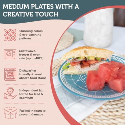 Annovero Dessert Plates, 7 Inch, Microwave & Dishwasher Safe, Set of 6 - Image 5