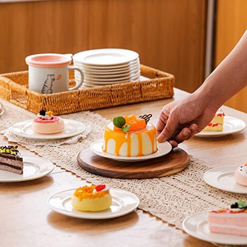 18 Pieces 6 Inch Porcelain Dessert Plates, Small Appetizer Dinner Plate, Round Dinnerware Sets, Scratch Resistant, Microwave, Oven, and Dishwasher Safe, White - Image 2