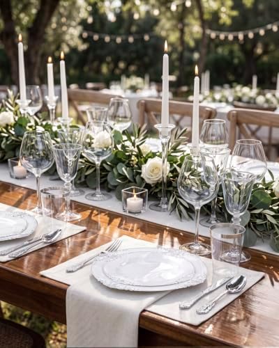 Nervure 175Pcs Silver Plastic Plates, Plastic Dinnerware Set for 25 Guests - Image 3