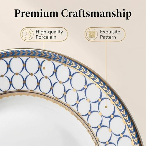 CwlwGO-Bone China Dinner Plates Set of 4, Salad Serving Modern Round Plate, Dinnerware Dishset for Kitchen, Not Suitable for Microwave (10 Inch) - Image 3