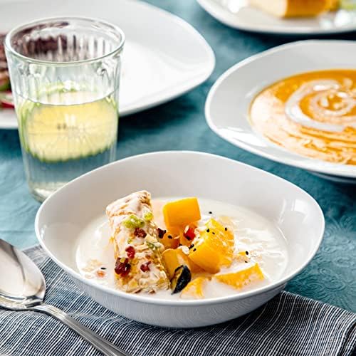 MALACASA Dinnerware Sets, 24-Piece Porcelain Square Dishes, Grey White Ceramic Dish Set for 6, Chip and Scratch Resistant Plates and Bowls Sets, Series ELISA - Image 5