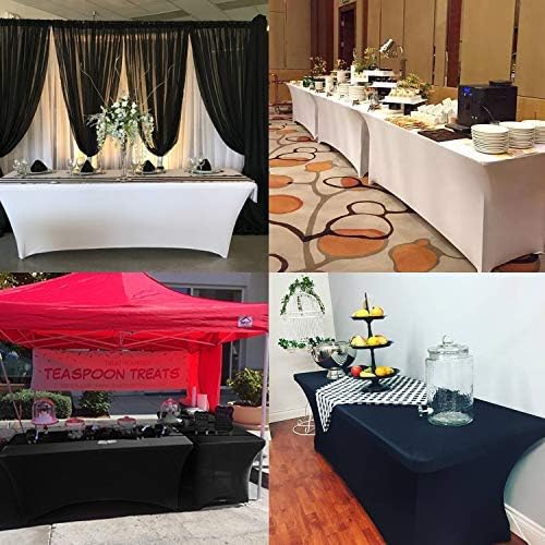 LZY Spandex Fitted Stretch Table Cover for 6 ft or 4ft or 8ft Folding Table, Rectangular Cocktail Tablecloth, Perfect for Party or Banquet
