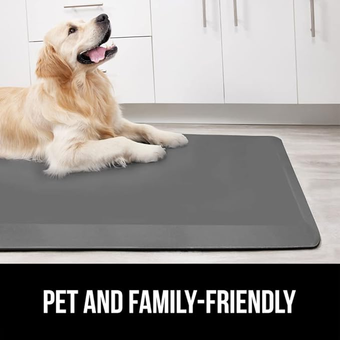 GORILLA GRIP Comfortable Cushioned Kitchen Mats for Floor, 70x24, Waterproof and Stain Resistant Soft Top, 3/4 Inch Thick Ergonomic Standing Desk Anti Fatigue Mat, Foam Supports Ankles and Feet, Gray