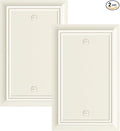 2-Pack Single Blank Wall Plate, Durable Natural Bamboo Fiber Wall Plate Cover,Light Almond 1 Gang Wall Plate for Unused Outlets/Switches, Corrosion Resistant