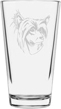 Chinese Crested Custom Personalized Dog Themed Etched All Purpose 16oz Pint Glass