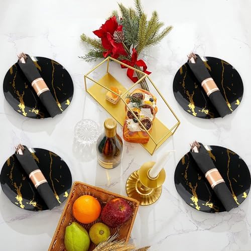 50 Pack Pre Rolled Rose Gold Plastic Silverware Set with Napkins - Image 5