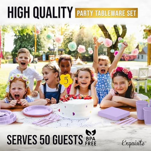 Exquisite 350 Pcs Lavender Plates and Napkins Party Supplies Plate Sets - Image 6