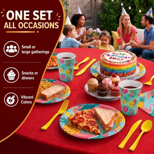 390 Pcs Luau Plates and Napkins Party Supplies Luau Party Decorations - Image 5