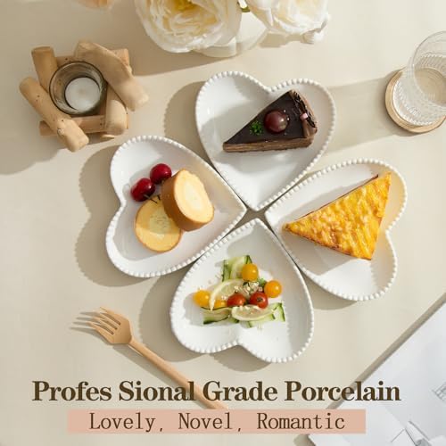 7.5” White Porcelain Heart Shape Appetizer Plates Set of 8 - Image 4