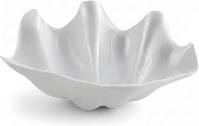 Coastal White Shell Serving Bowl, 20 oz Medium Plastic Dishes for Snacks, Candy, Nuts, Dips, Jewelry, Keys, Soap – Kitchen, Tabletop, Parties & Beach-Themed Decor (1 PACK)