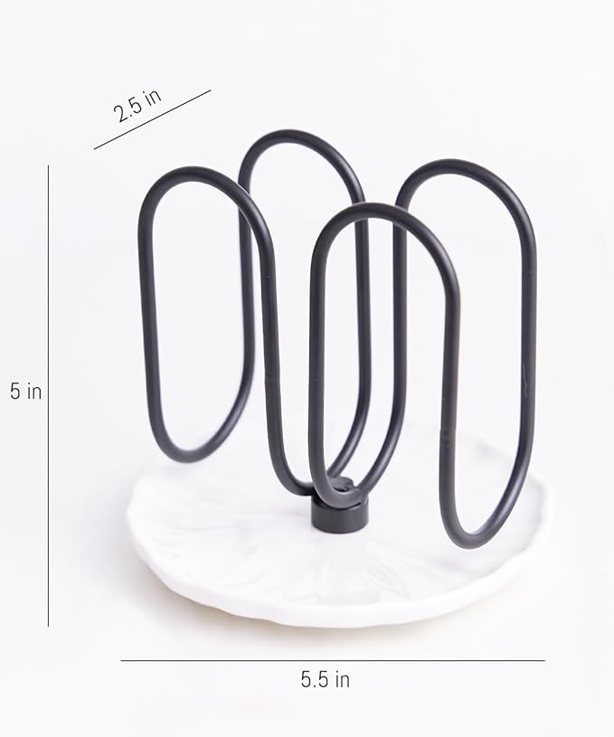 VROOMIUM Napkin Holder for Table, Effortless Cleaning Ceramic Base, 1 lb Weight, Black Napkin Holders for Paper Napkins, Servilleteros para Mesas