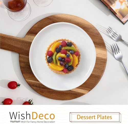 WishDeco White Salad Plates Set of 6, Porcelain Dessert Plates 8 Inch - Image 2