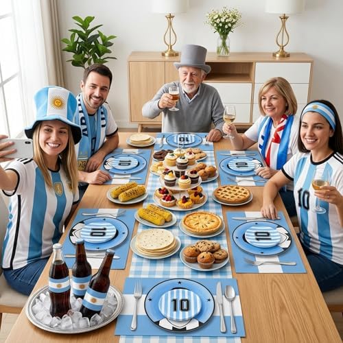 I00000 20Pcs Blue Plastic Soccer Plates, Disposable Plates for Soccer Party - Image 4