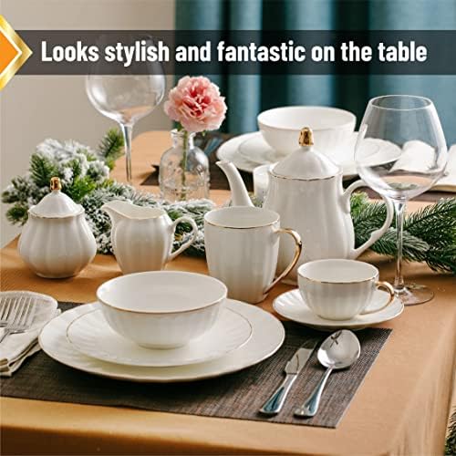 BTaT- Porcelain Dinner Plates with Gold Trim,10.5 inch, Set of 6, White Dinner Plates Bulk, White Plate Set - Image 6
