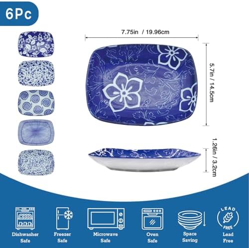 Japanese 7.75Inch Ceramic Square Dessert Plate Set of 6, Table Decor - Image 3