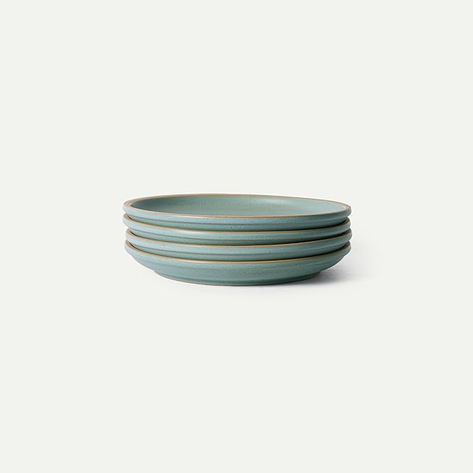 MORA Large Plates Set of 4, 10.5 inch Ceramic Pottery Dinner Plates - Microwave, Oven and Dishwasher Safe - Iris