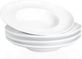Pasta Plates with Rim 17.1 oz, Soup Bowl Pasta Bowl Set of 4, White Shallow Bowl Plate, Ceramic Wide Rimmed Soup Bowl, Best choice for high-end restaurants, hotels, and foodies, 11.3 Inch