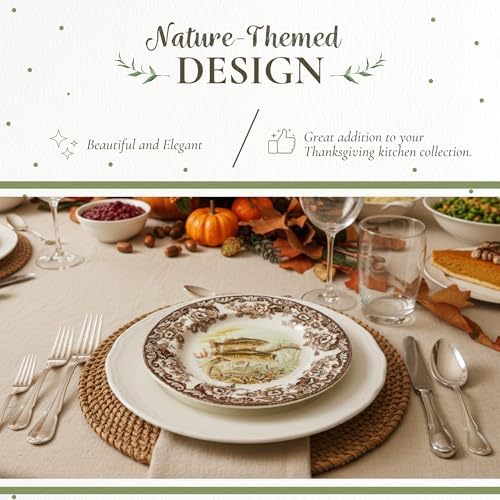 Spode – Woodland – Salad Plate - Bass – Brown/White - Image 3