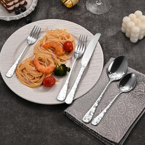 40 Piece Silverware Set, Stainless Steel Flatware Cutlery Set Service for 8, Mirror Polished Tableware Eating Utensils Set for Home Kitchen, Include Knife Fork Spoon Set, Dishwasher Safe - Image 7