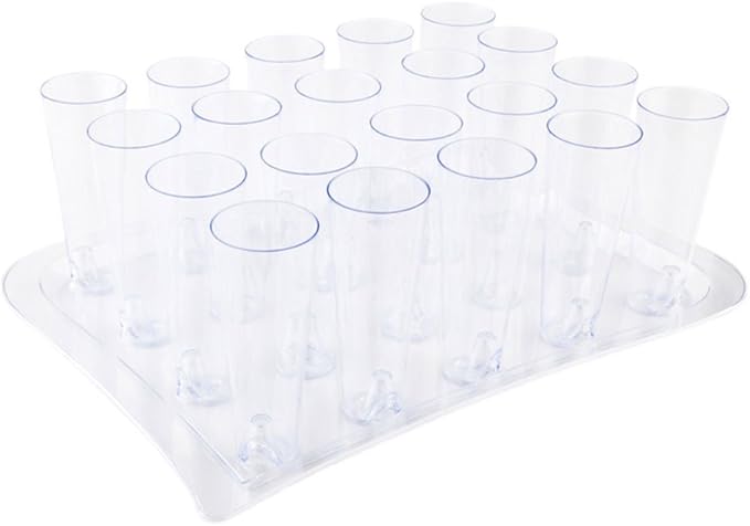 Restaurantware-14.5 Inch Plastic Serving Platters, 5 For 5 0Z Round Tall Cocktail Glasses Plastic Serving Trays - Cocktail Glasses Sold Separately, Clear Plastic Plastic Platters, Crack-Resistant