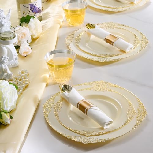 Bestluck 350PCS Ivory Disposable Dinnerware for 50 Guests - Image 6