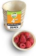 Raj Disposable Palm Leaf Bowls (25 Count, 4" Bowls) Strong Bowl Like Bamboo Party Bowl - Decorative Compostable Tableware for Lunch, Dinner, Birthday, Camping, Outdoor, Picnic, Parties