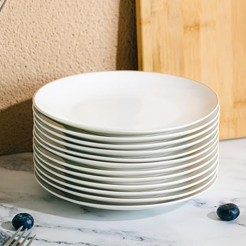 BTaT- White Dessert Plates with Gold Rim, Set of 6, 8" Round, Porcelain, Elegant Style, Dinner Plates - Image 7
