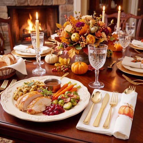Supernal 60Pack Pre Rolled Gold Plastic Silverware Set for Thanksgiving - Image 6
