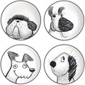 Bico Doodle Pawtrait Ceramic Salad Plates Set of 4, 8.75 Inch Dessert Plates for Salad, Appetizer, Side Dishes, Microwave and Dishwasher Safe, Gift for Housewarming and Thanksgiving by Bico
