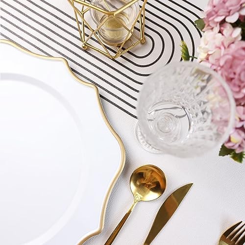 Set of 12 White Chargers for Dinner Plates, 13 Inch Scalloped Plastic Decorative Table Charge Service Plates for Wedding, Holiday, Thanksgivng, Christmas - Image 5