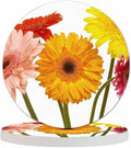 Beautiful Flower Art Anti Slip Coasters Sunflower Bouquet Spring Bloom Cups Place Mats for Table Home Decor 4 Inches Living Room Kitchen Coffee Table,2 Pcs