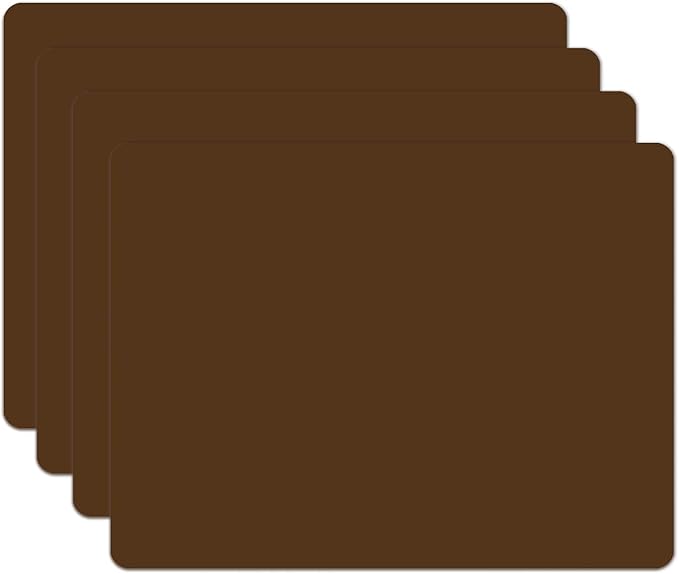 Silicone Placemats, Food-Grade Non-Slip Waterproof, Dining, Stain Resistant, Countertop Protector, Kitchen Counter Mat, Heat Resistant, Baking mat Dishwasher Safe (15.7x11.8Inch-4pack, Coffee)
