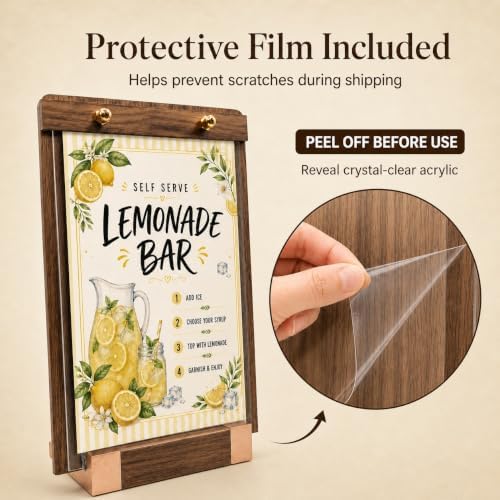 3 Pack 6 x 8 Wood Sign Holders with Slanted Base, Table top Display - Image 6