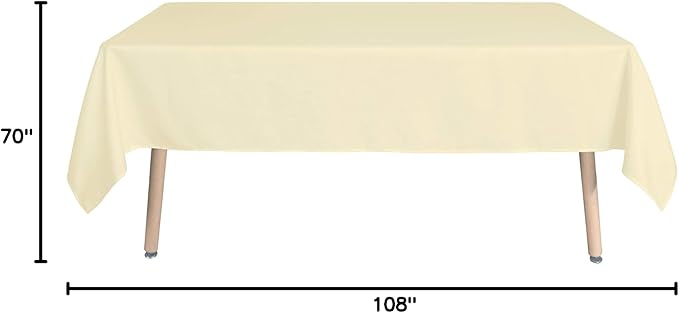 sancua Rectangle Tablecloth - 70 x 108 Inch - Stain and Wrinkle Resistant Washable Polyester Table Cloth, Decorative Fabric Table Cover for Dining Tables, Buffet Parties and Camping, Beige