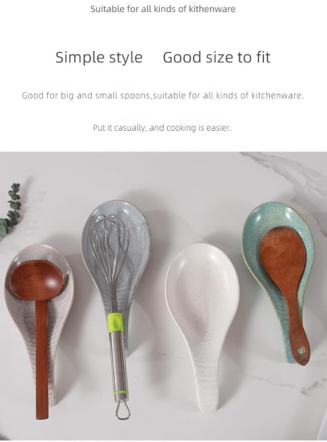 Utensil Rest for Multiple Utensils, Ceramic Heat-Resistant Spoon Holder for Stove Top - Kitchen Spoon Holder for Ladles & Tongs, Farmhouse Kitchen Décor, Christmas White Pitting