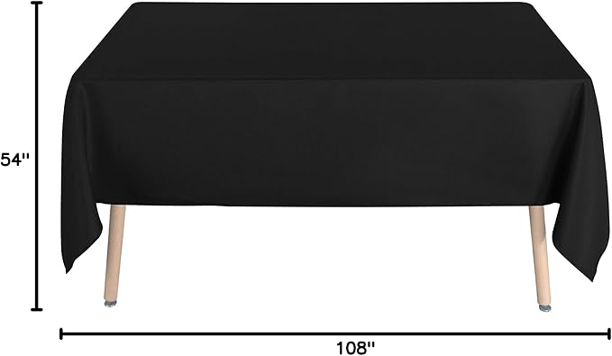 sancua Rectangle Tablecloth - 54 x 108 Inch - Stain and Wrinkle Resistant Washable Polyester Table Cloth, Decorative Fabric Table Cover for Dining Tables, Buffet Parties and Camping, Black